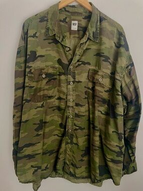 NSF oversized camouflage linen shirt (fits L-3XL)